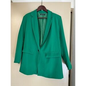 Blind Date Womens Kelly Green Single Button Blazer Jacket Size Medium 38